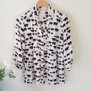 Mauve Black Bear Pattern ButtonDown Shirt - Size 6